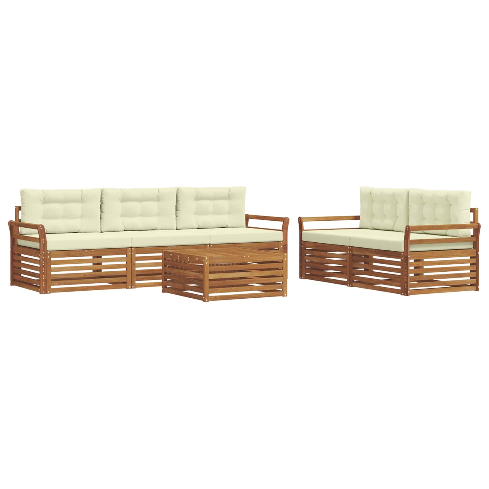Outdoor-Sofagarnitur mit Kissen 6 pcs Natur und Creme