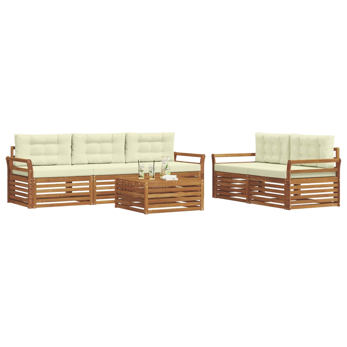 Outdoor-Sofagarnitur 6 stk. Natur und Creme