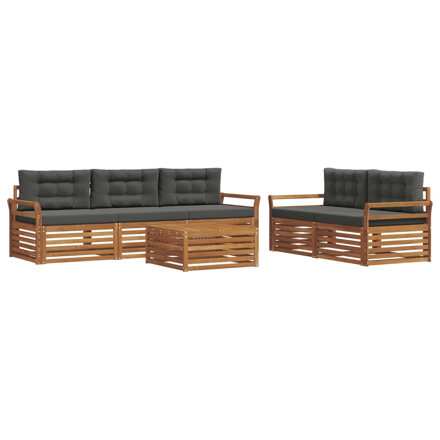 Outdoor-Sofagarnitur 6 stk. Natur und Anthrazit