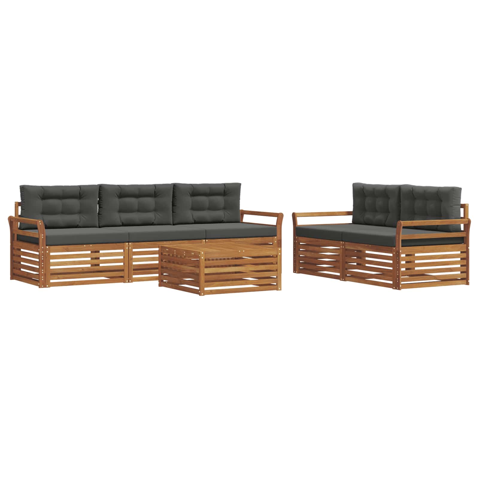 Outdoor-Sofagarnitur 6 stk. Natur und Anthrazit