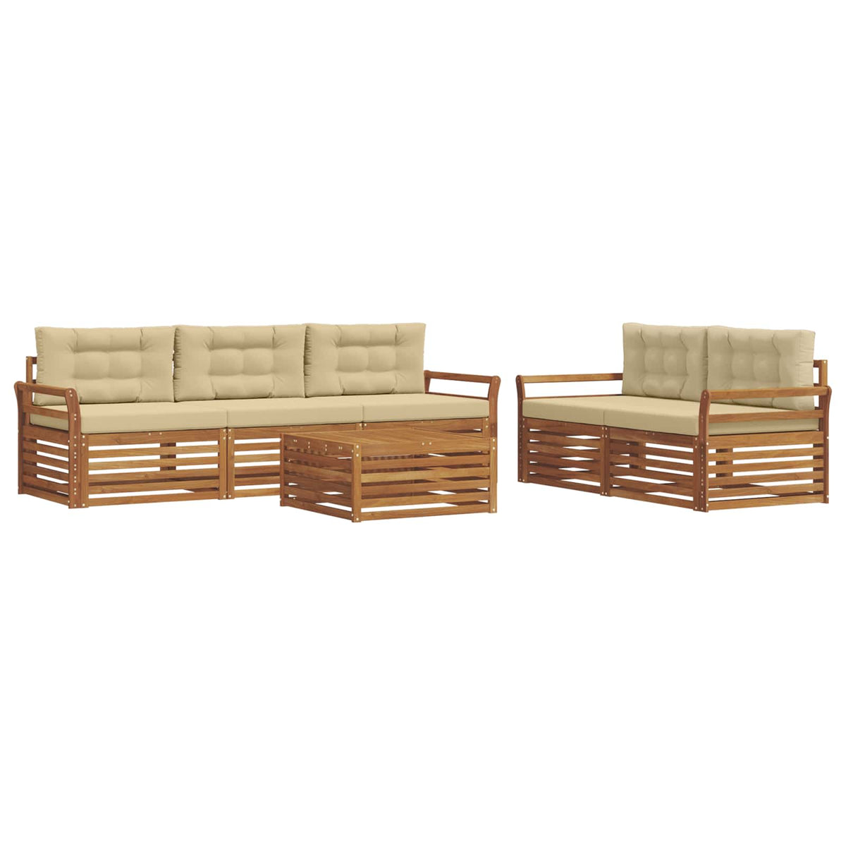 Outdoor-Sofagarnitur 6 stk. Natur und Beige
