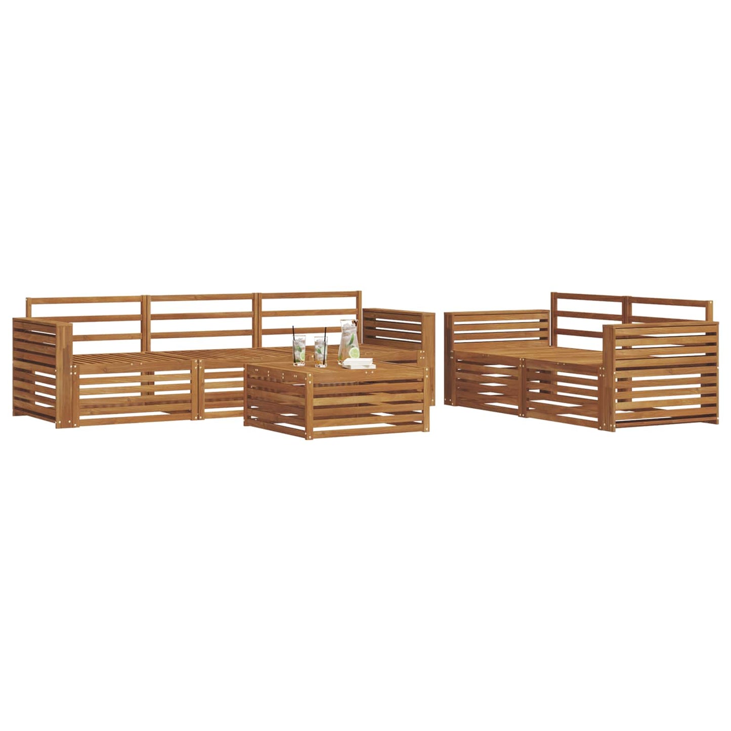 Outdoor-Sofagarnitur 6 pcs Natur Massivholz Akazie