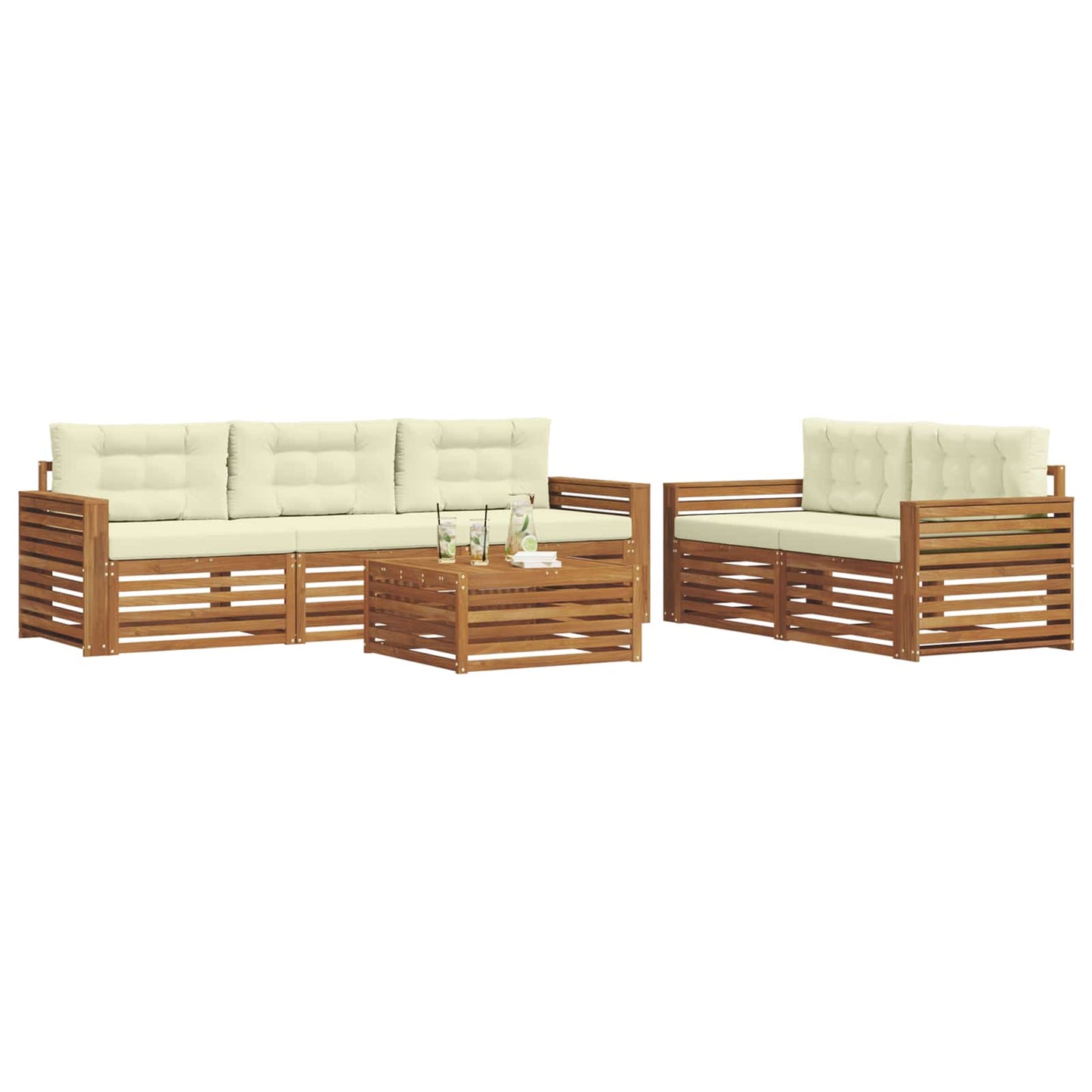 Outdoor-Sofagarnitur 6 stk. Natur und Creme