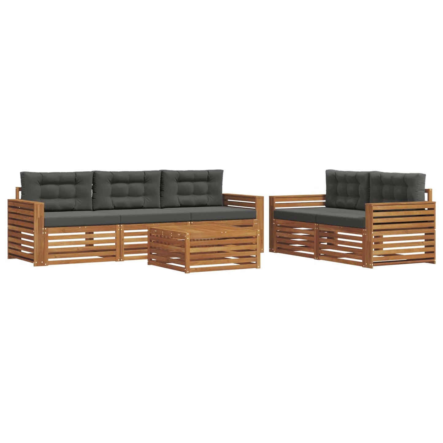 Outdoor-Sofagarnitur 6 stk. Natur und Anthrazit