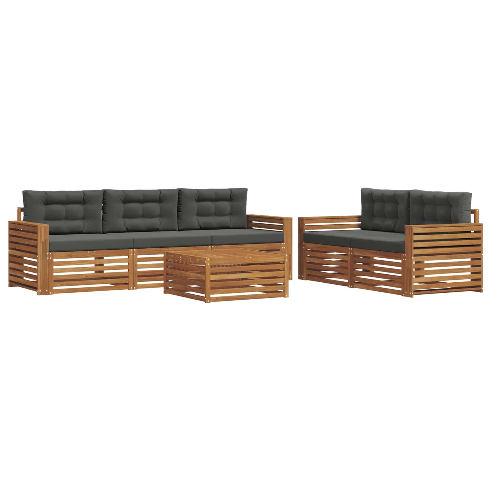 Outdoor-Sofagarnitur 6 stk. Natur und Anthrazit