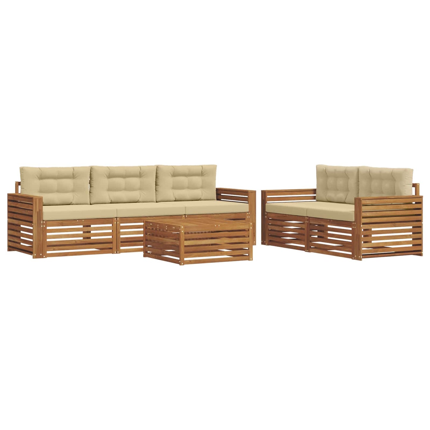 Outdoor-Sofagarnitur 6 stk. Natur und Beige