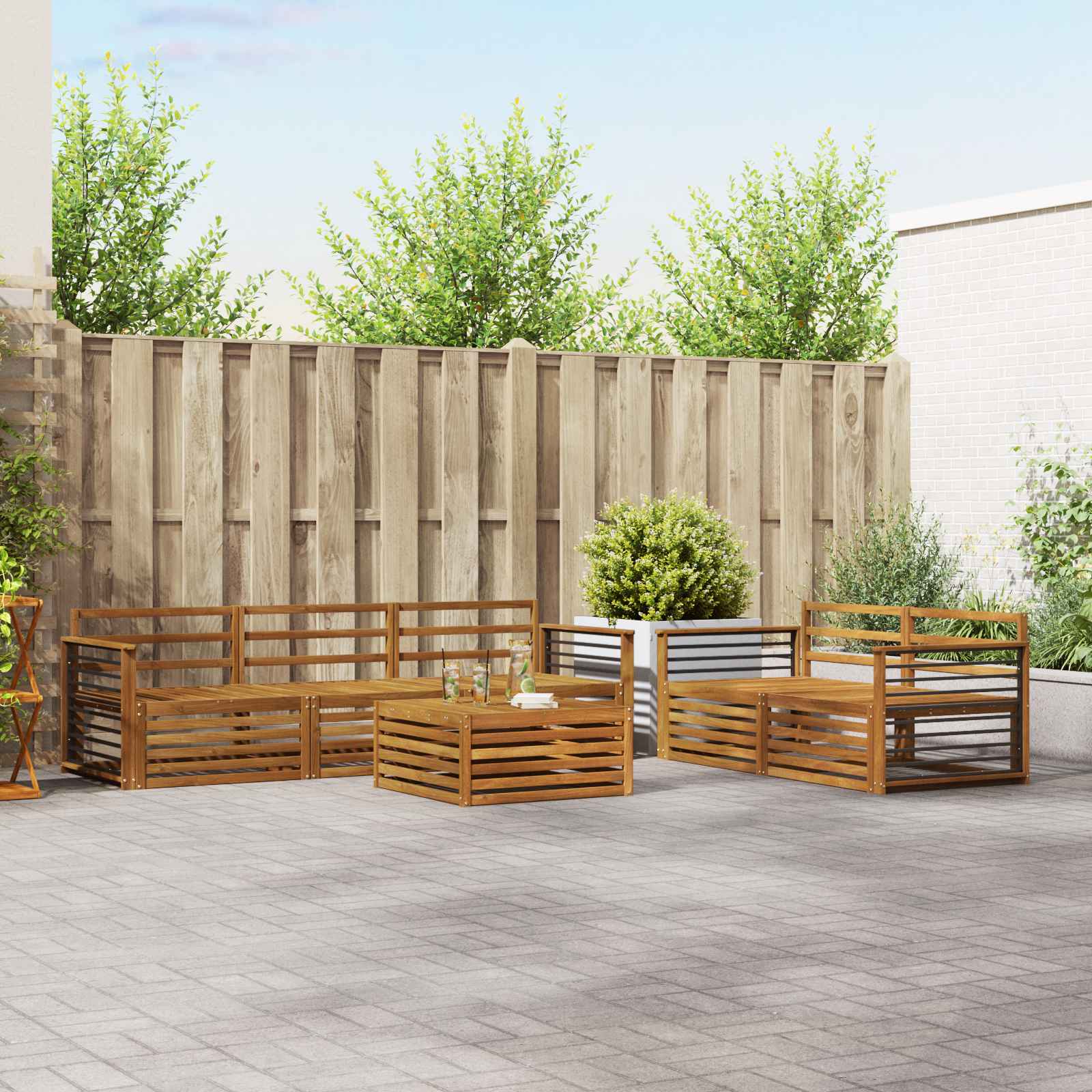 Outdoor-Sofagarnitur 6 pcs Natur Massivholz Akazie
