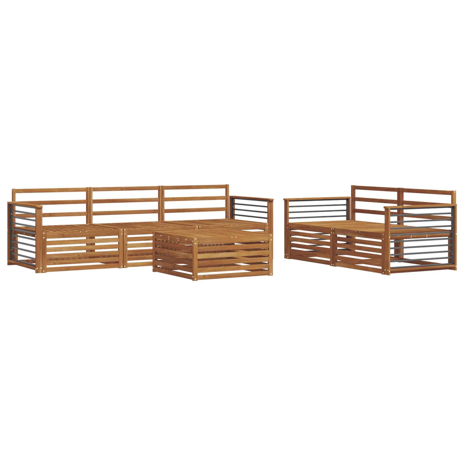 Outdoor-Sofagarnitur 6 pcs Natur Massivholz Akazie