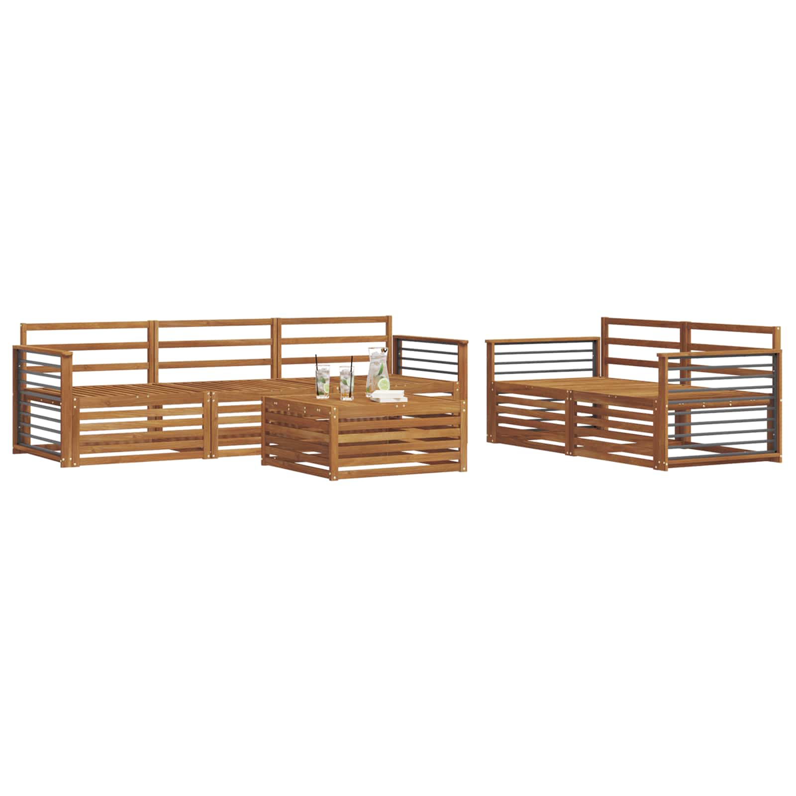 Outdoor-Sofagarnitur 6 pcs Natur Massivholz Akazie