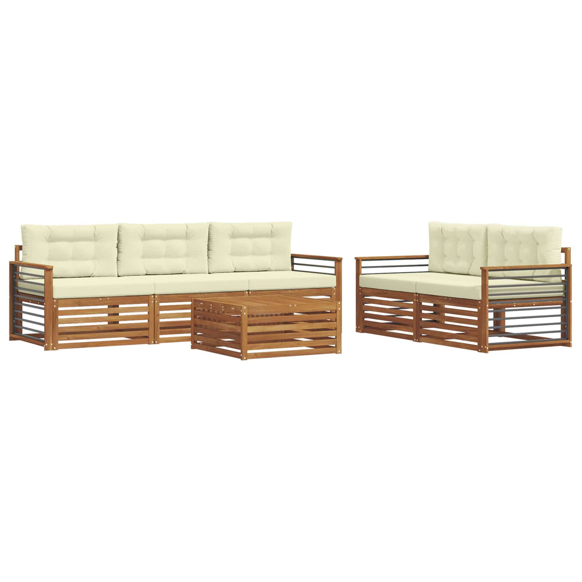 Outdoor-Sofagarnitur 6 stk. Natur und Creme