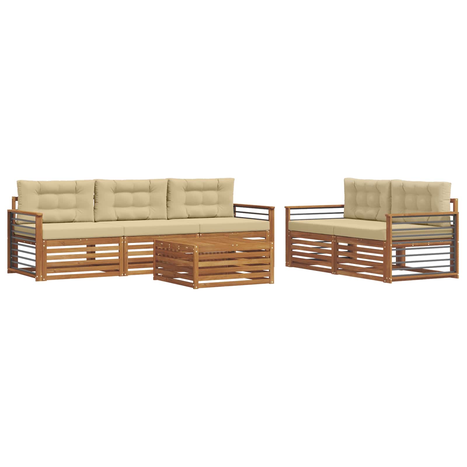 Outdoor-Sofagarnitur 6 stk. Natur und Beige