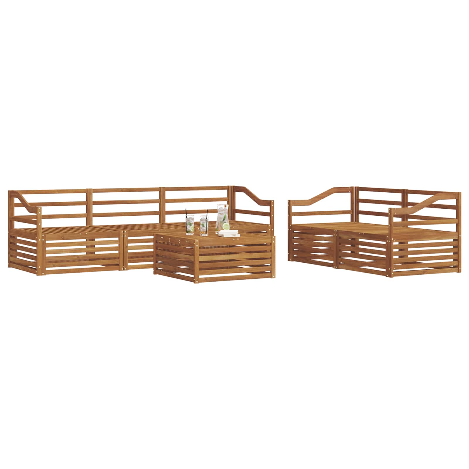 Outdoor-Sofagarnitur 6 pcs Natur Massivholz Akazie