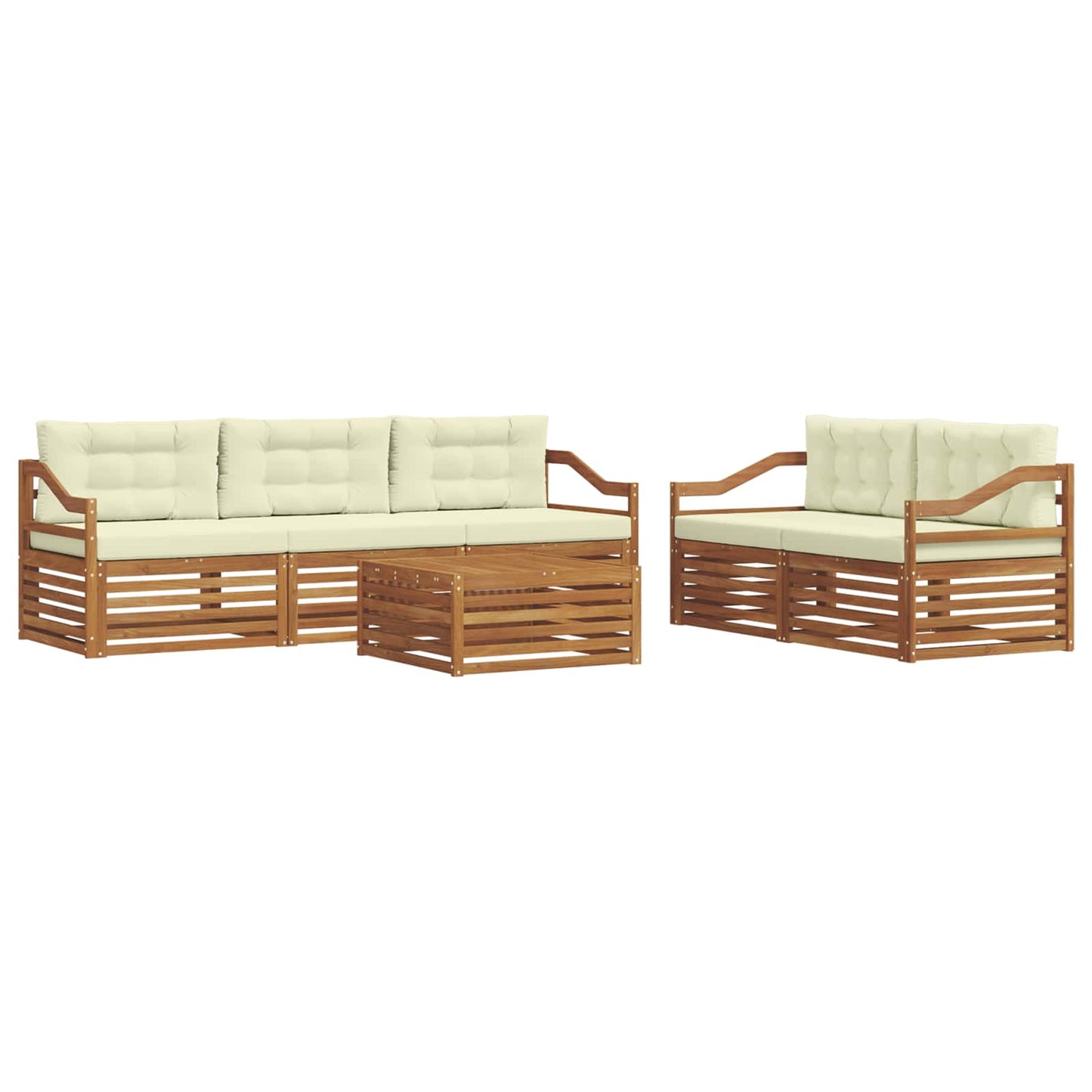 Outdoor-Sofagarnitur mit Kissen 6 pcs Natur und Creme