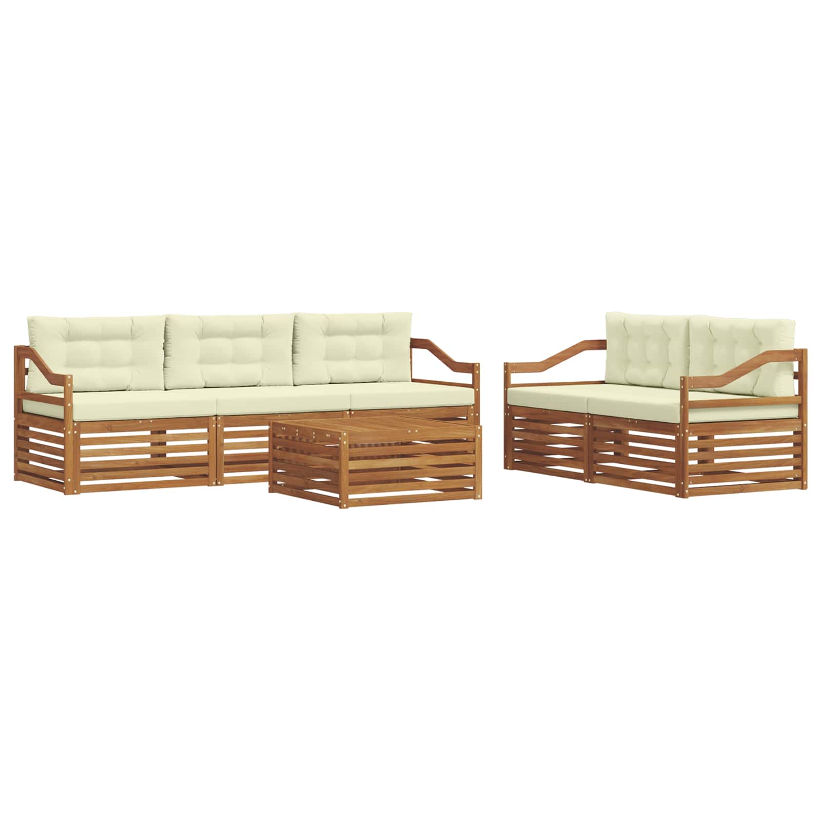 Outdoor-Sofagarnitur mit Kissen 6 pcs Natur und Creme