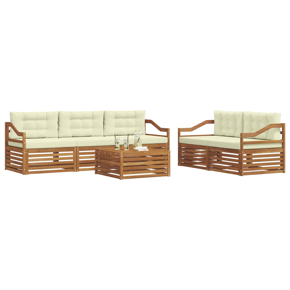 Outdoor-Sofagarnitur 6 stk. Natur und Creme