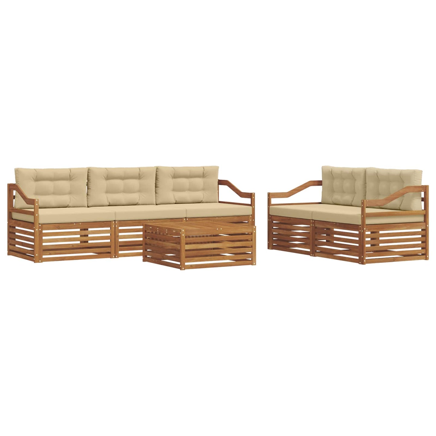 Outdoor-Sofagarnitur 6 stk. Natur und Beige