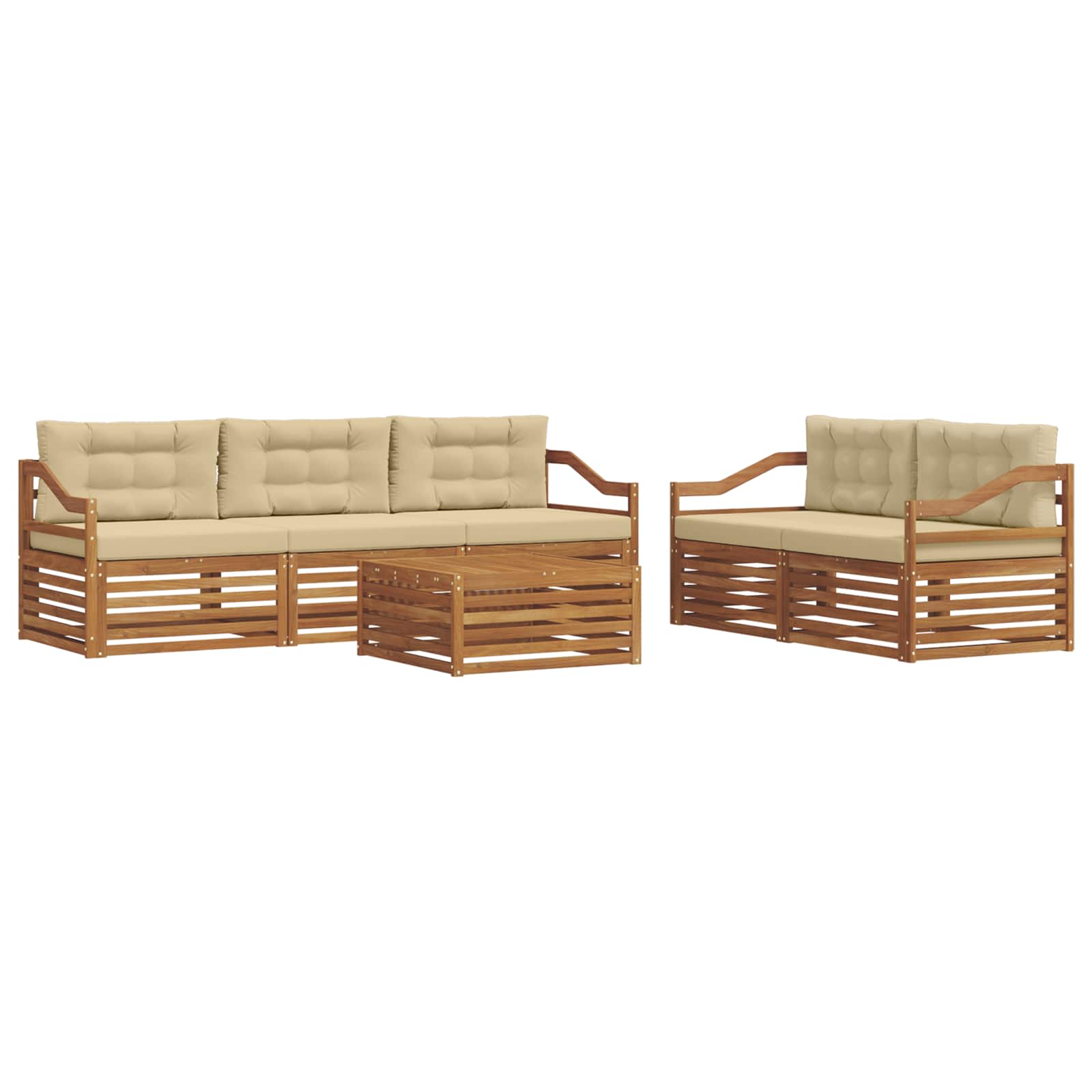 Outdoor-Sofagarnitur 6 stk. Natur und Beige