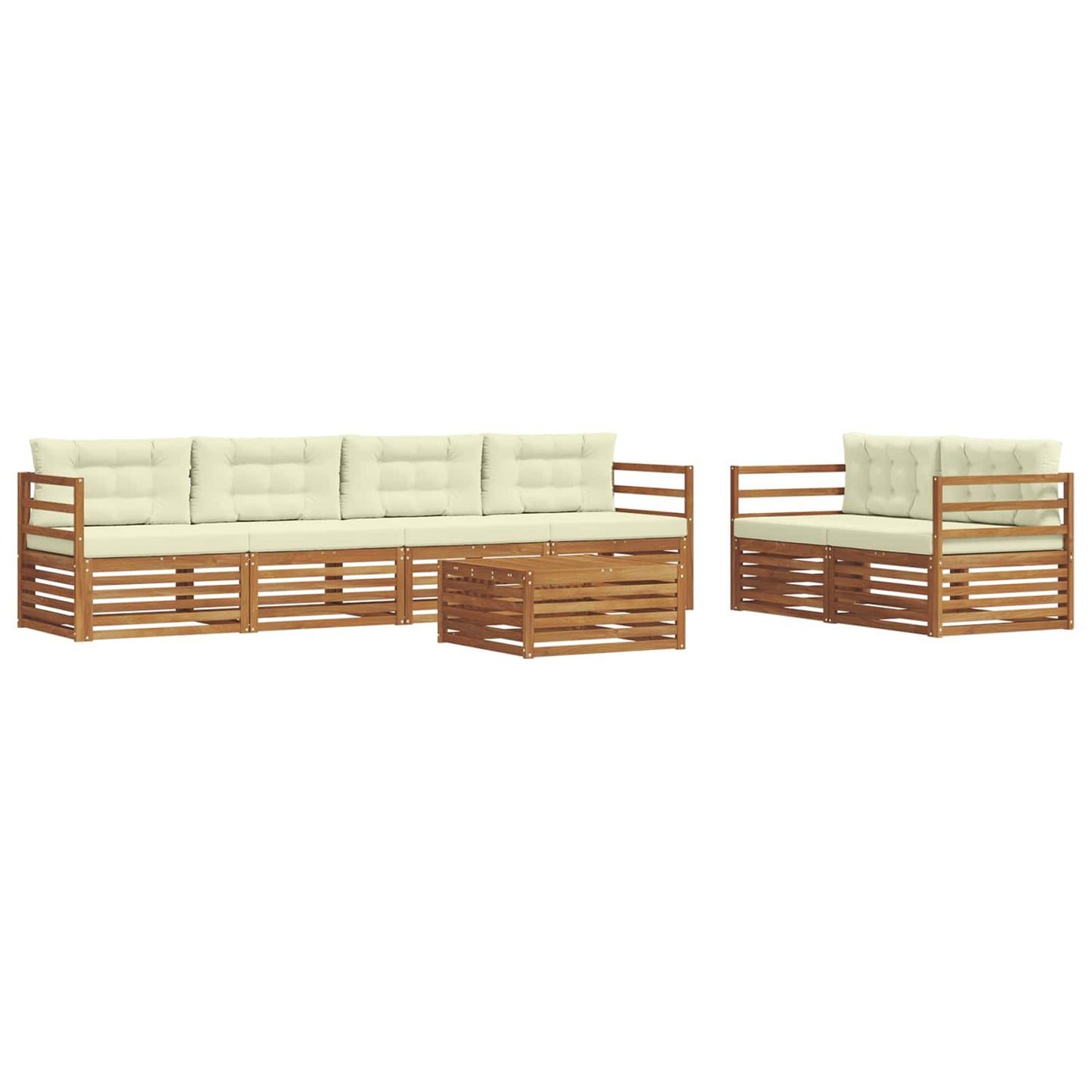 Outdoor-Sofagarnitur mit Kissen 7 pcs Natur und Creme