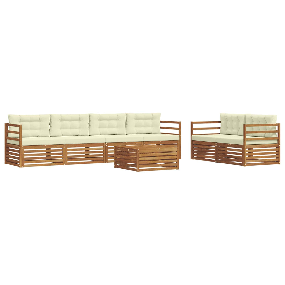 Outdoor-Sofagarnitur 7 stk. Natur und Creme