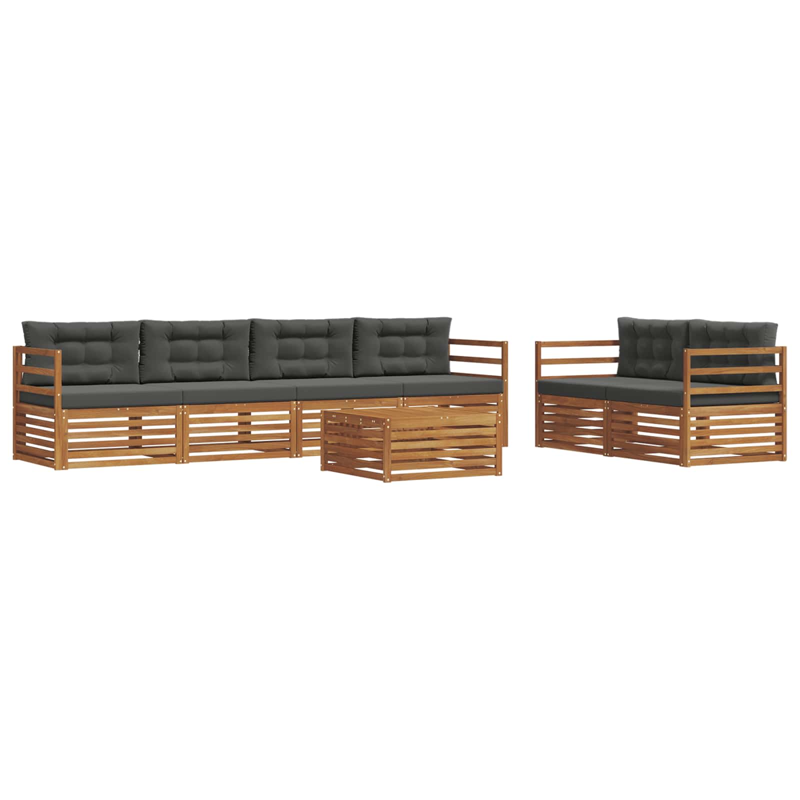 Outdoor-Sofagarnitur 7 stk. Natur und Anthrazit