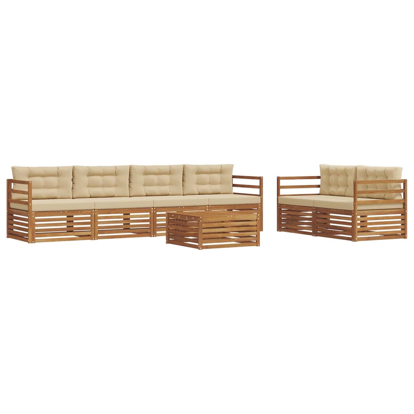 Outdoor-Sofagarnitur mit Kissen 7 pcs Natur und Beige