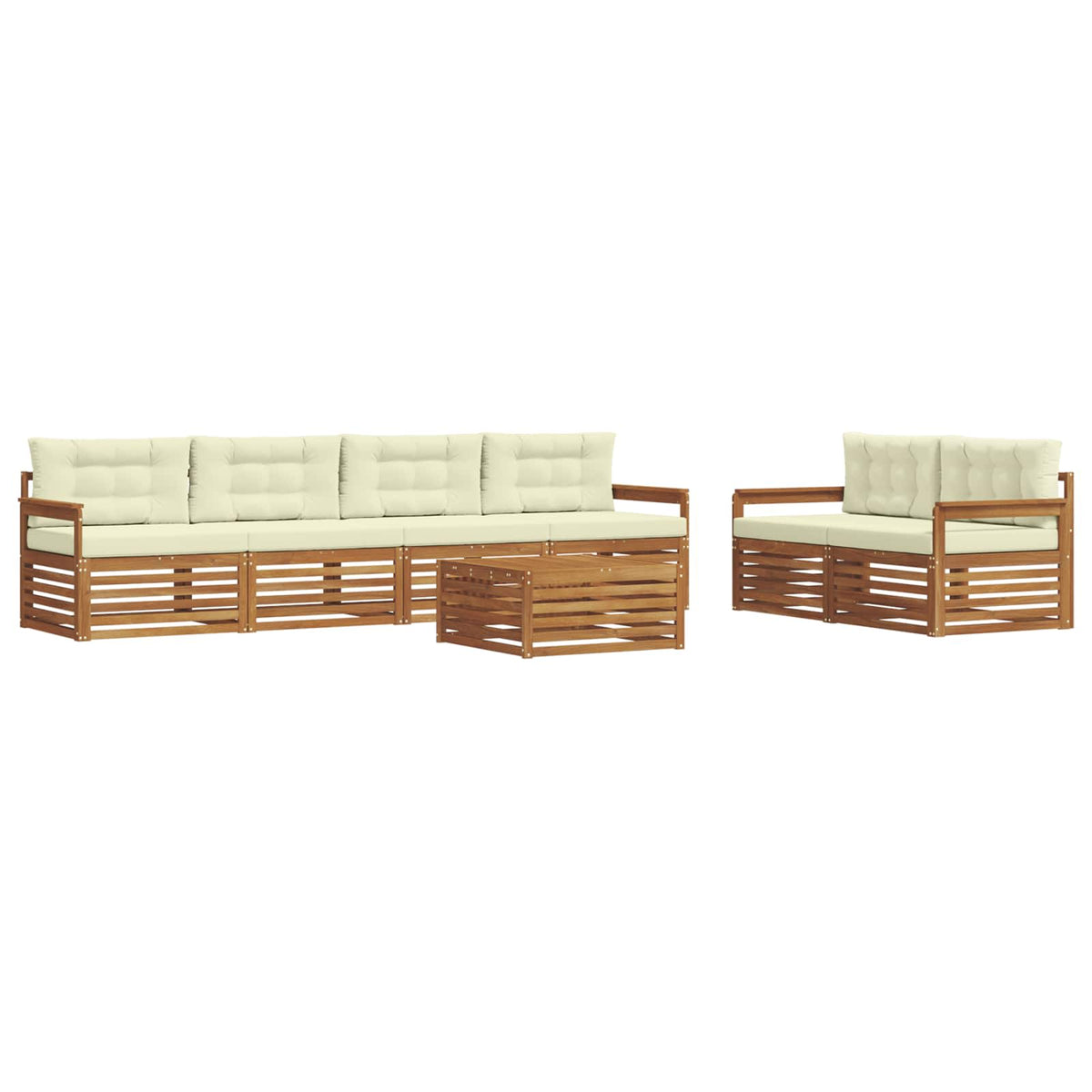 Outdoor-Sofagarnitur 7 stk. Natur und Creme