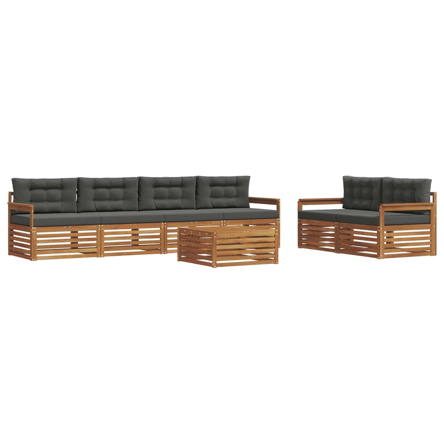 Outdoor-Sofagarnitur 7 stk. Natur und Anthrazit