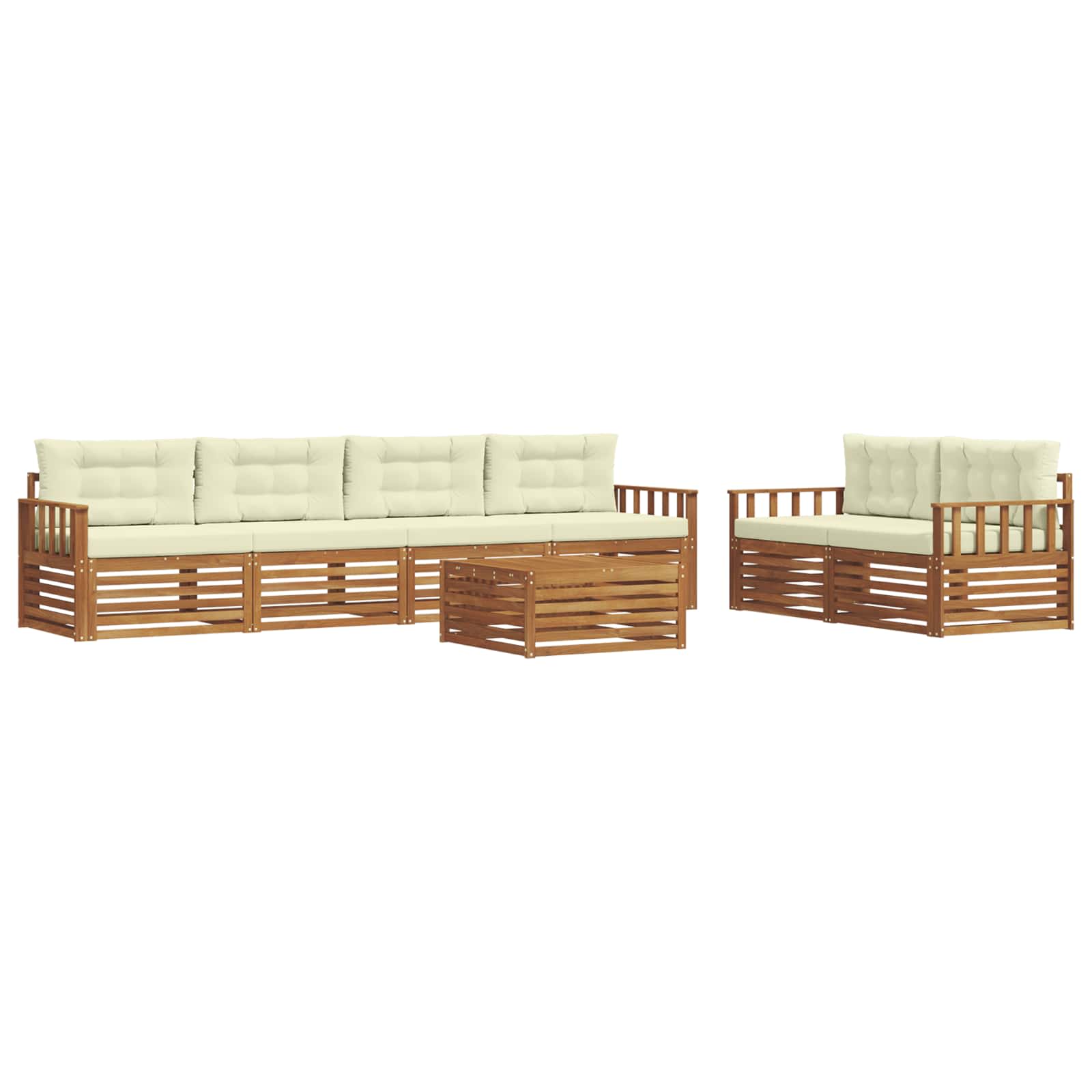 Outdoor-Sofagarnitur 7 stk. Natur und Creme