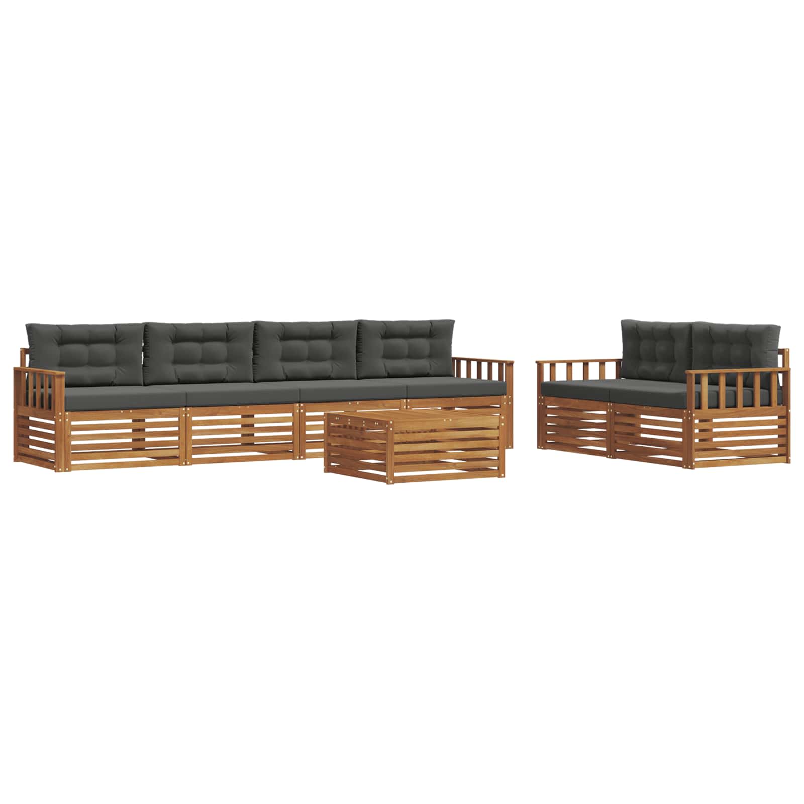 Outdoor-Sofagarnitur mit Kissen 7 pcs Natur und Anthrazit