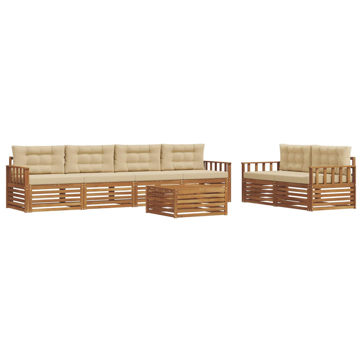 Outdoor-Sofagarnitur 7 stk. Natur und Beige