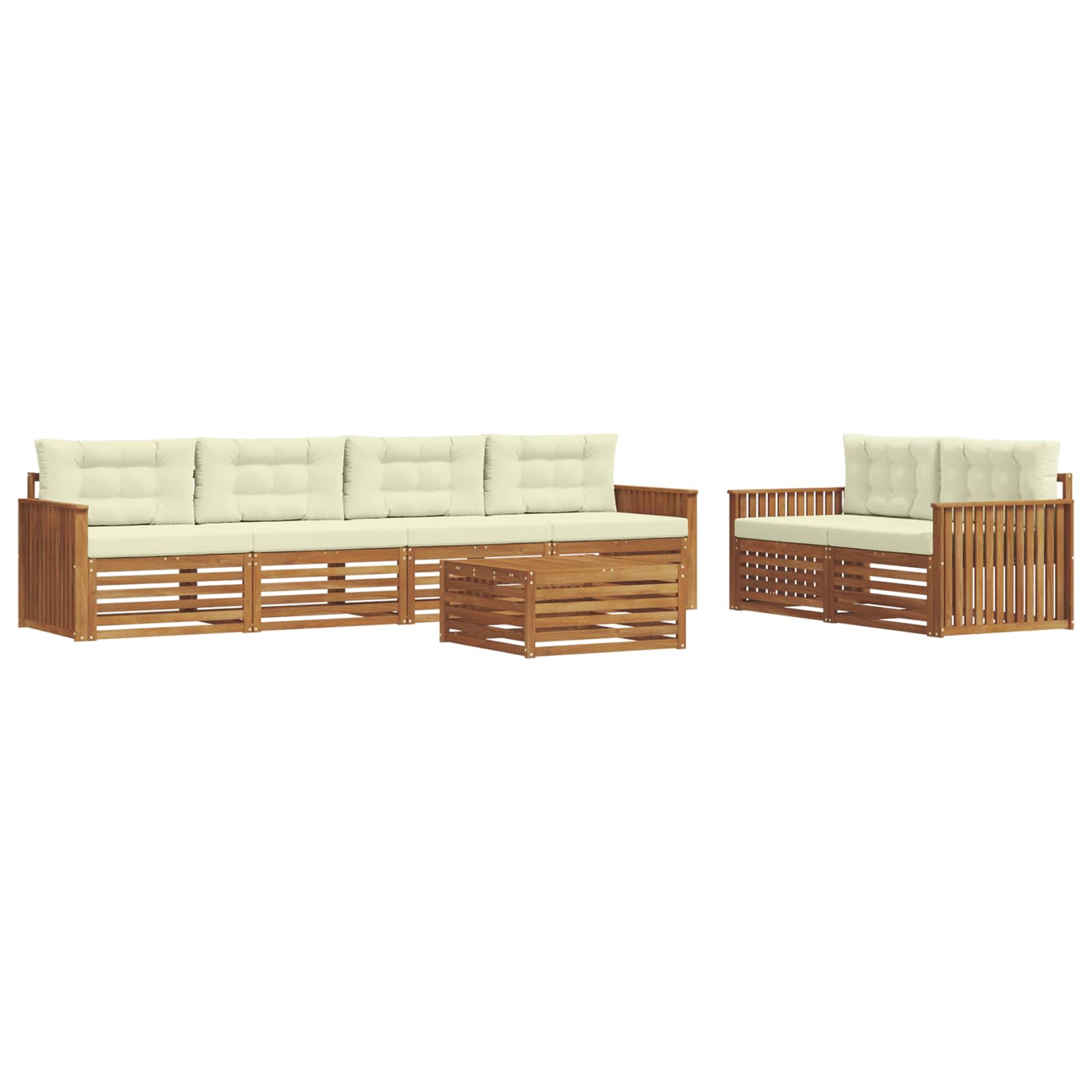 Outdoor-Sofagarnitur 7 stk. Natur und Creme
