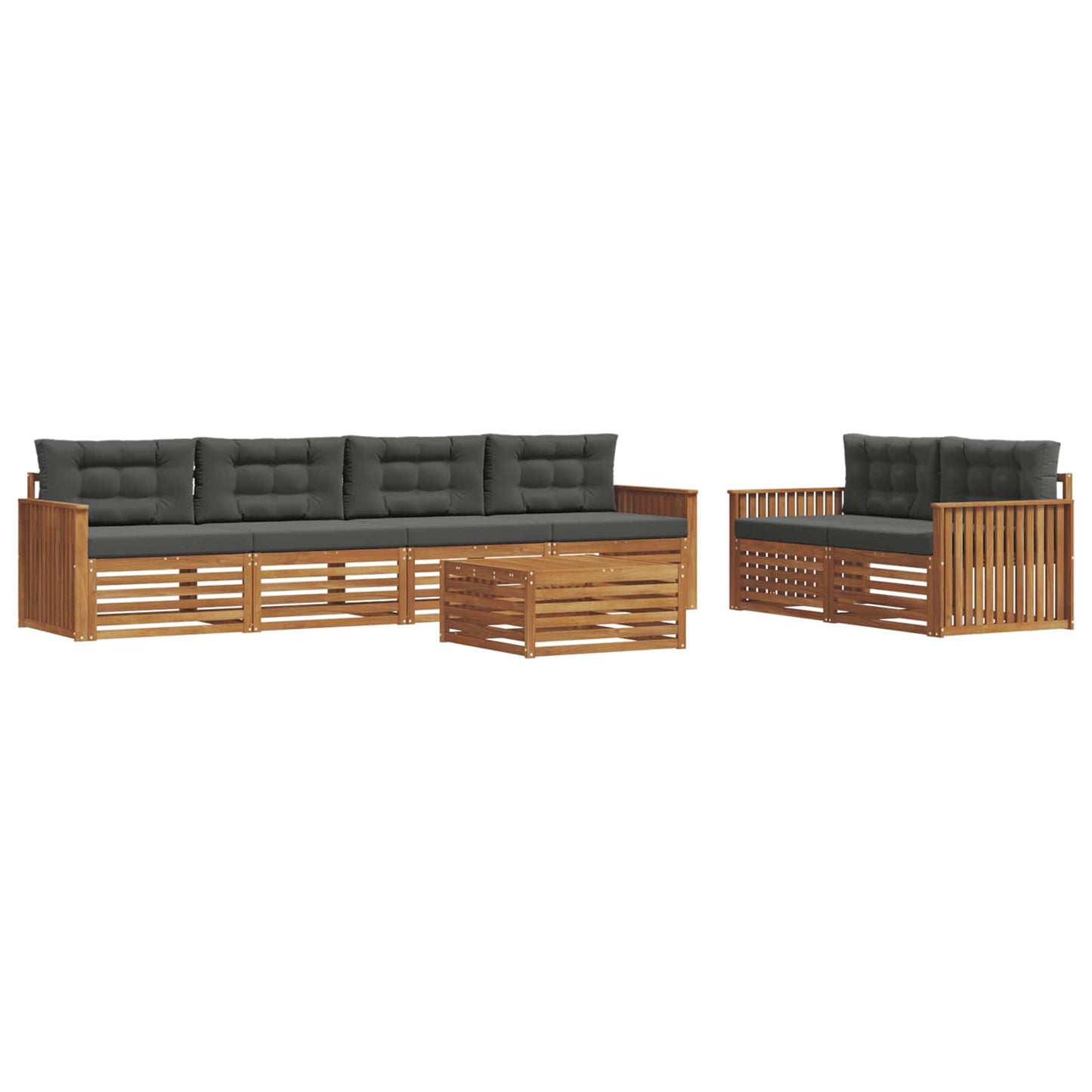 Outdoor-Sofagarnitur mit Kissen 7 pcs Natur und Anthrazit