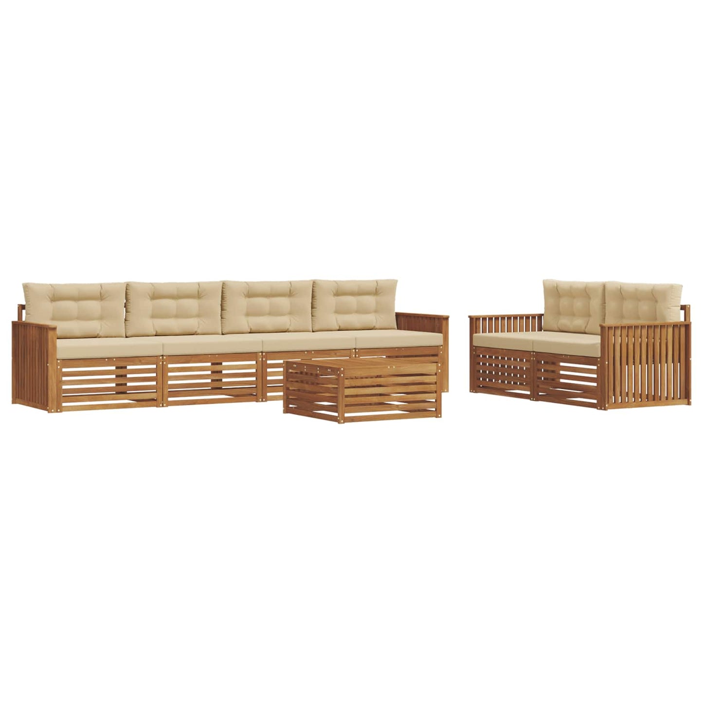 Outdoor-Sofagarnitur mit Kissen 7 pcs Natur und Beige