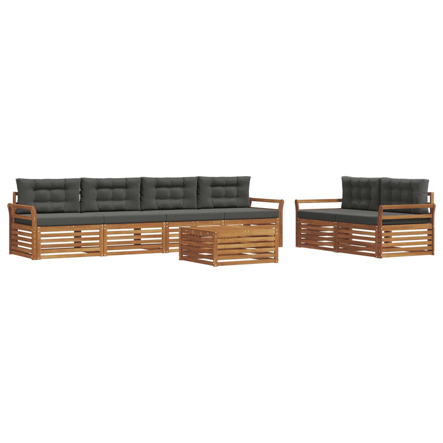Outdoor-Sofagarnitur 7 stk. Natur und Anthrazit