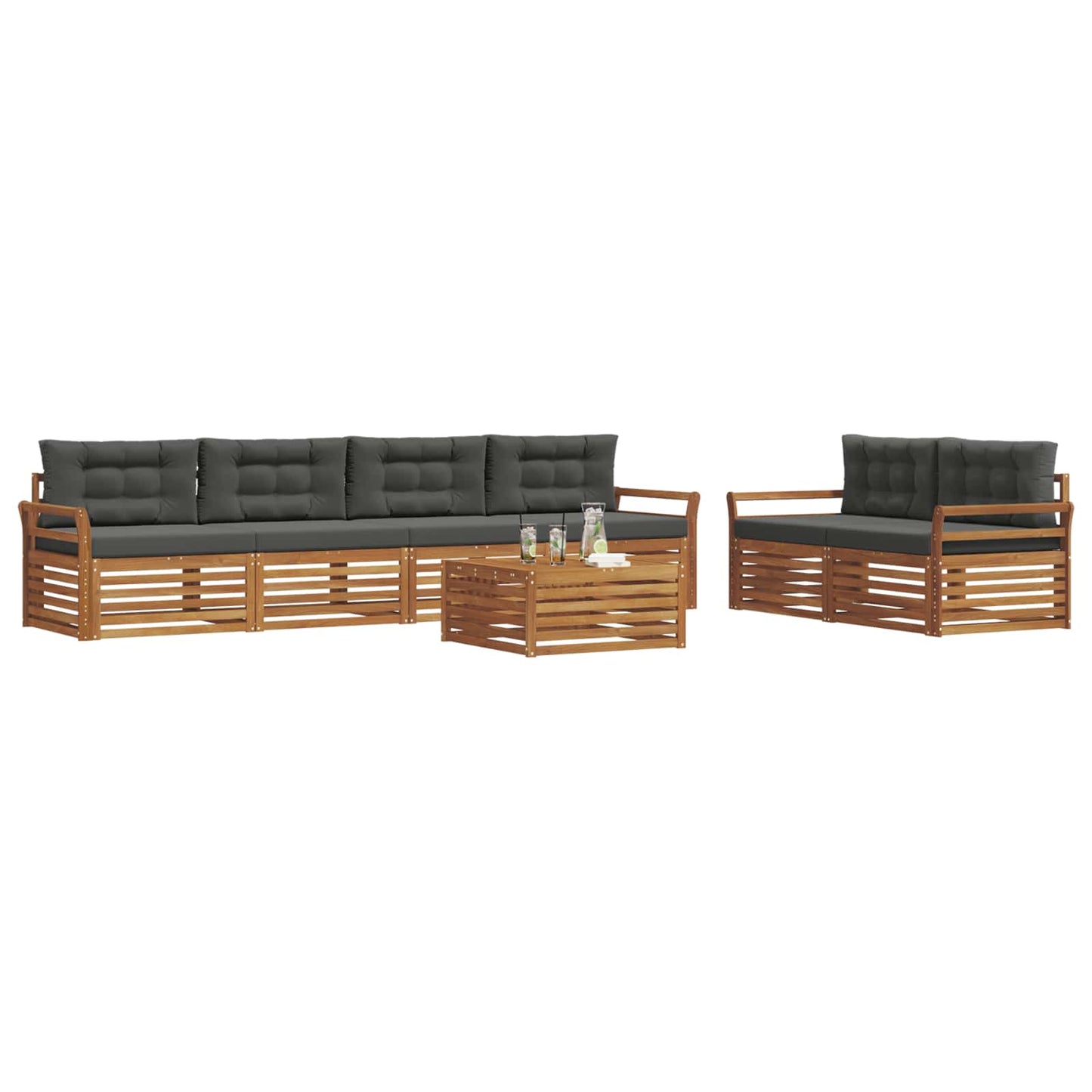 Outdoor-Sofagarnitur 7 stk. Natur und Anthrazit