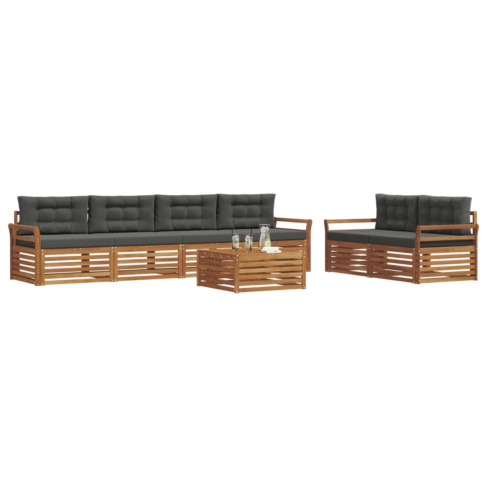 Outdoor-Sofagarnitur 7 stk. Natur und Anthrazit