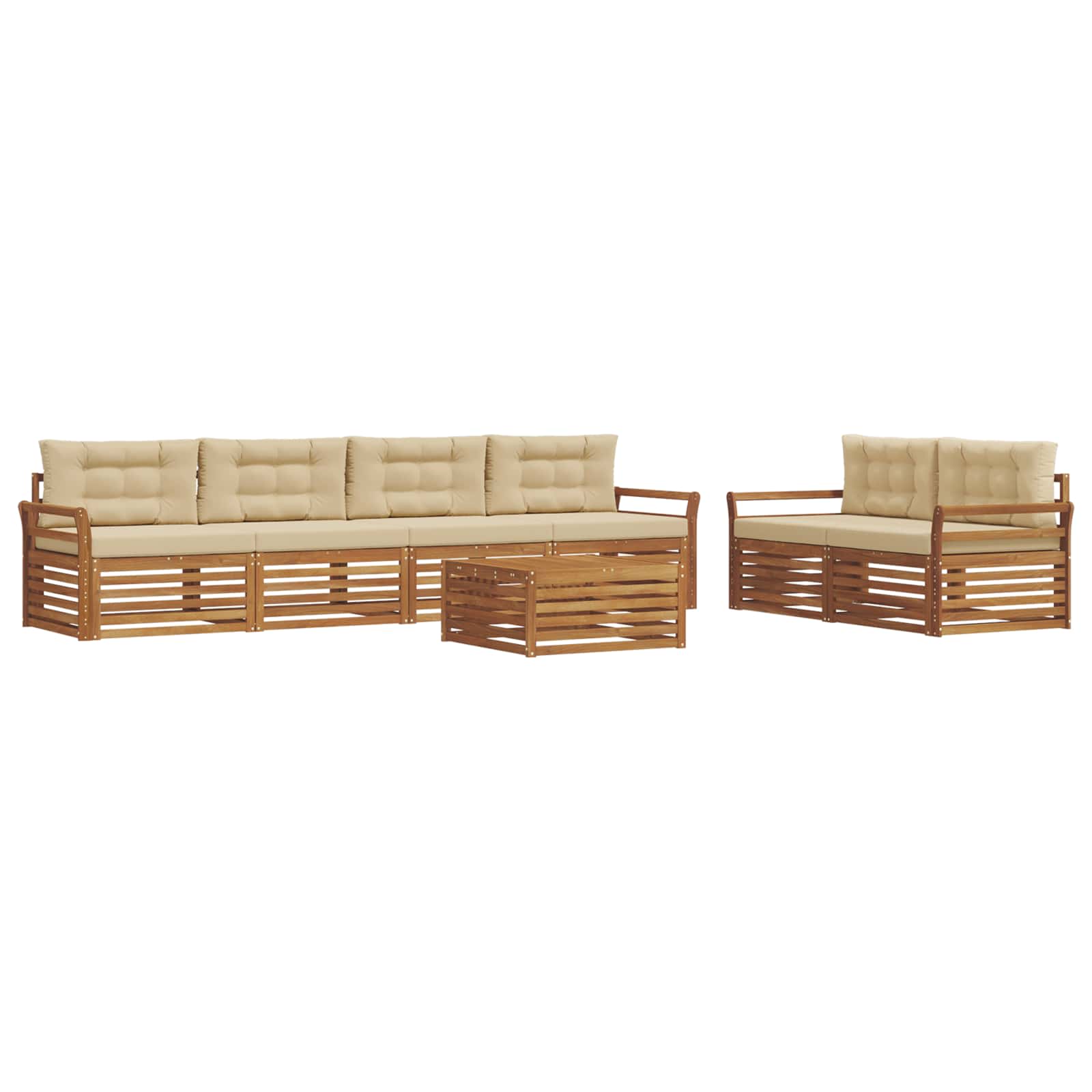 Outdoor-Sofagarnitur mit Kissen 7 pcs Natur und Beige