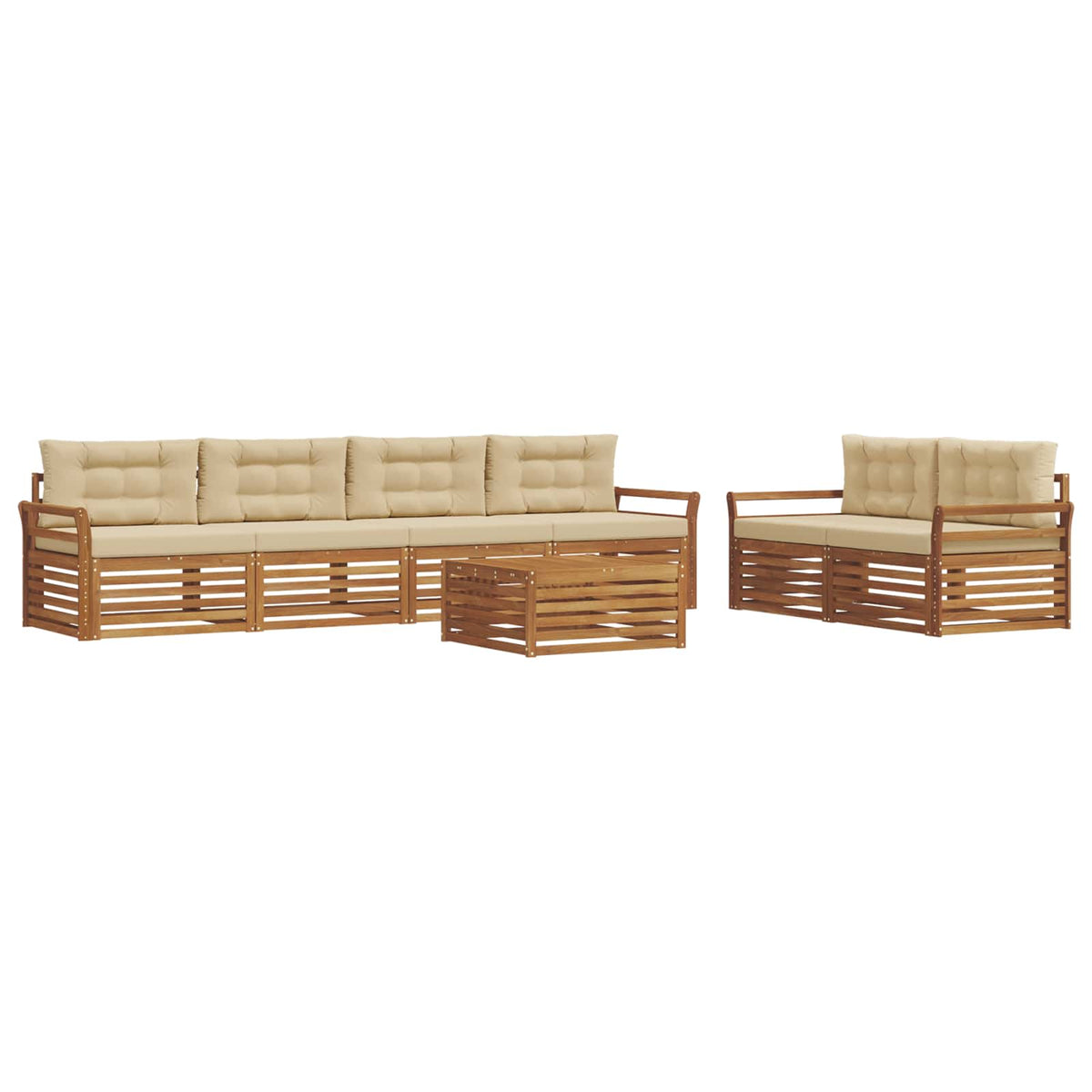 Outdoor-Sofagarnitur 7 stk. Natur und Beige