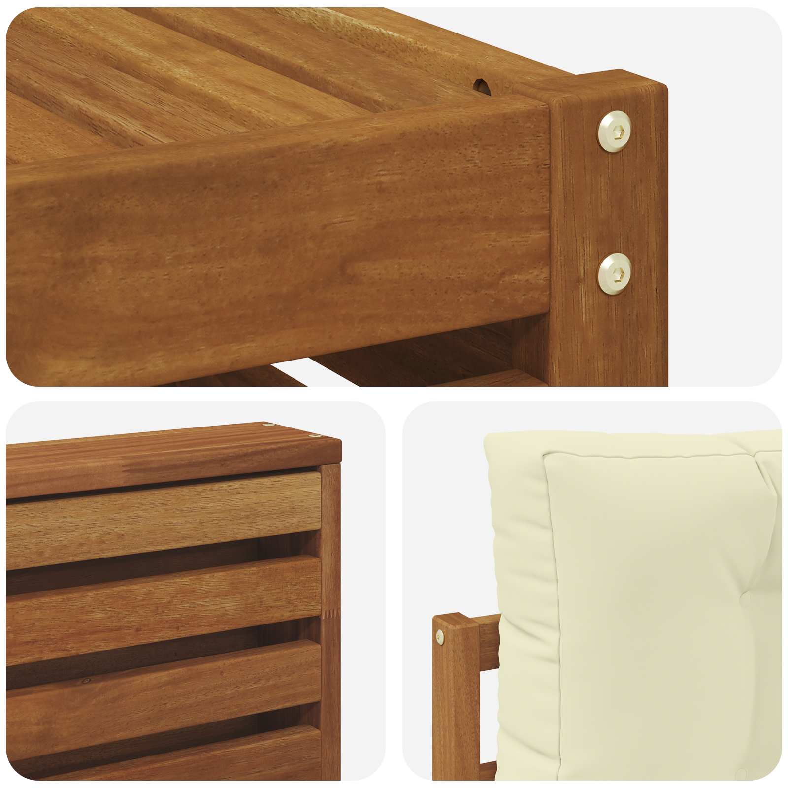 Outdoor-Sofagarnitur 7 stk. Natur und Creme