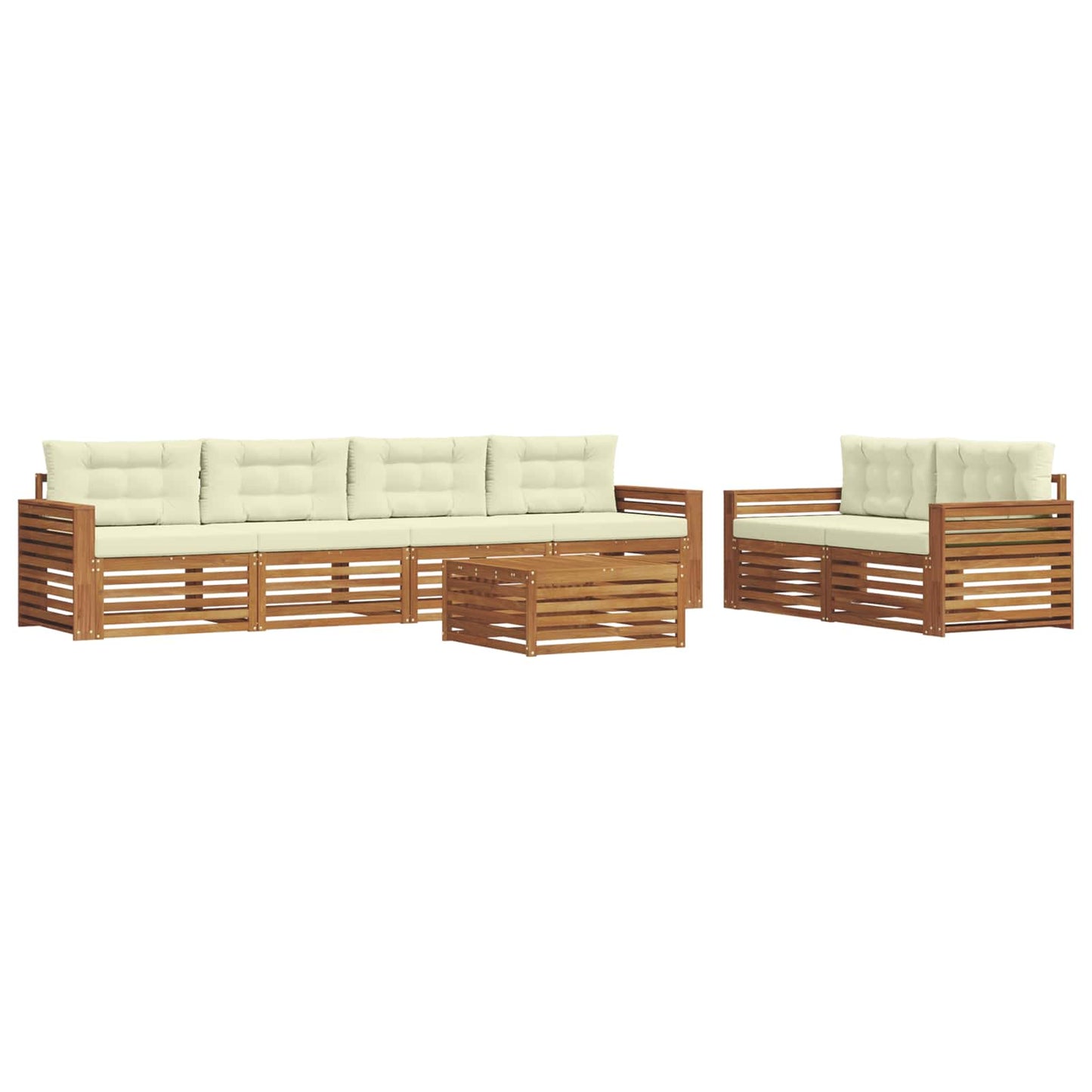 Outdoor-Sofagarnitur 7 stk. Natur und Creme