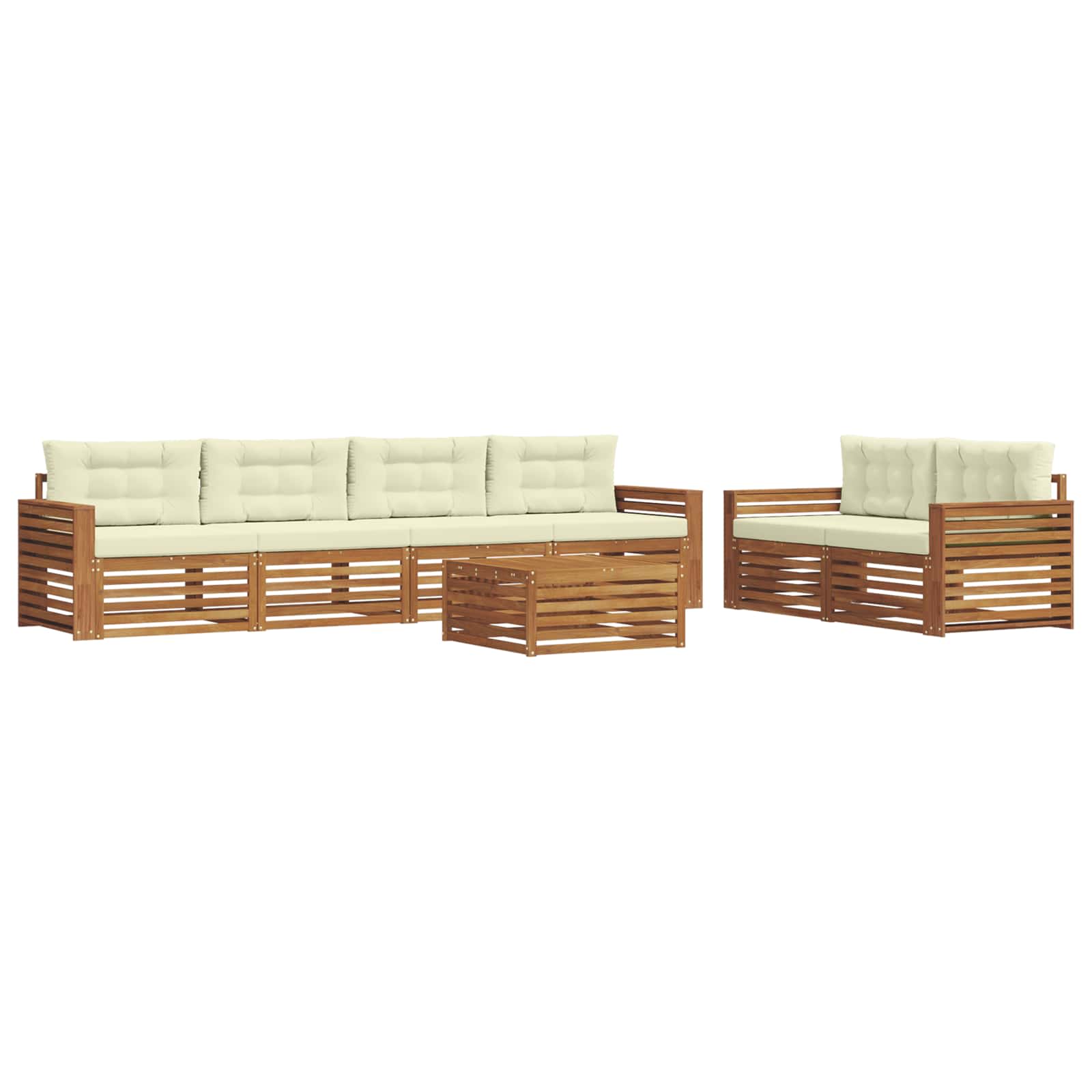 Outdoor-Sofagarnitur 7 stk. Natur und Creme
