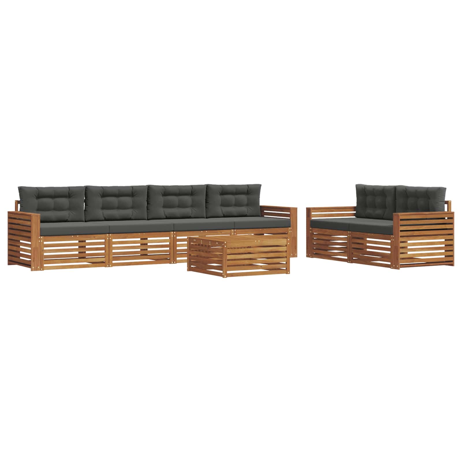 Outdoor-Sofagarnitur 7 stk. Natur und Anthrazit