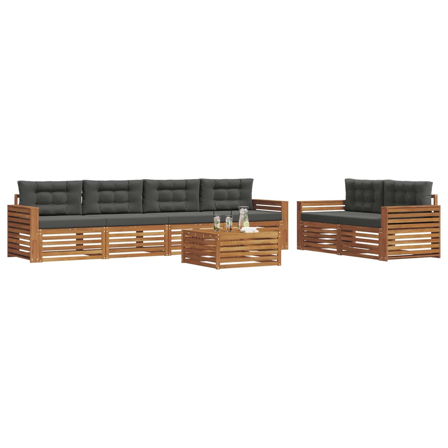Outdoor-Sofagarnitur 7 stk. Natur und Anthrazit