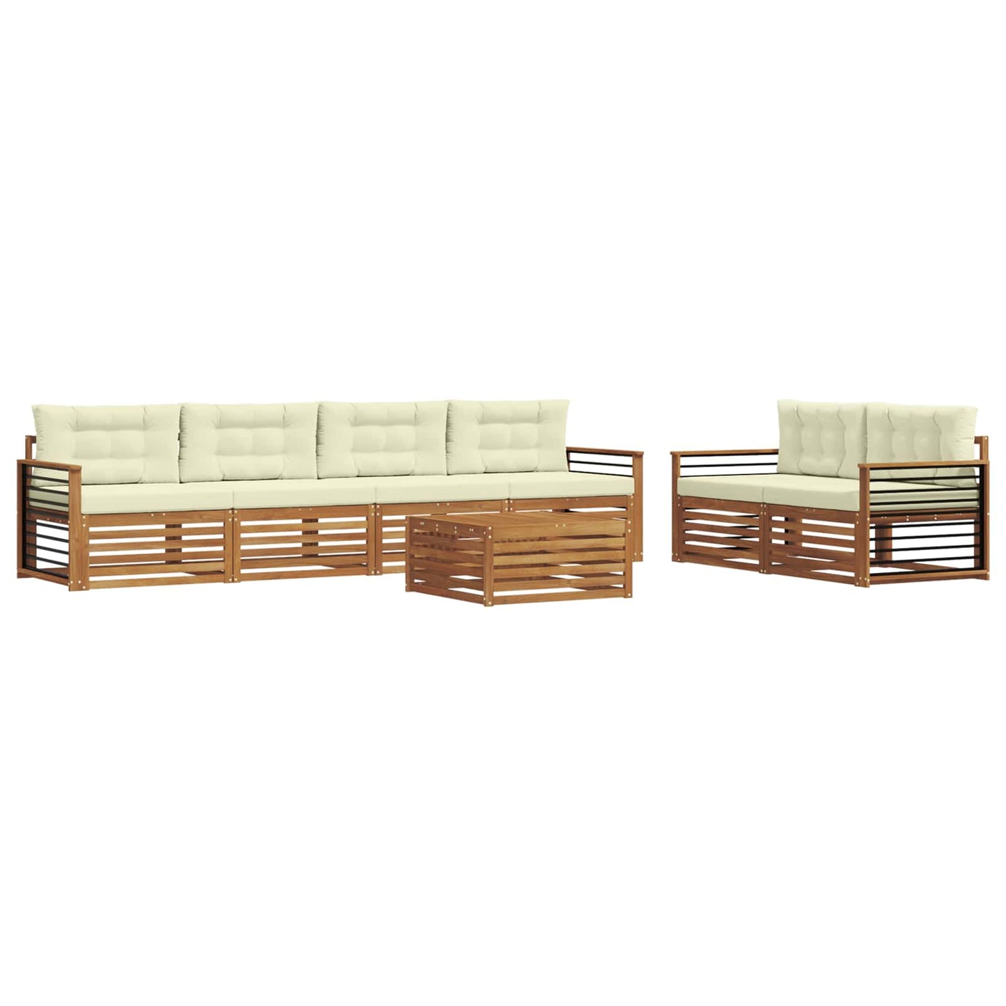 Outdoor-Sofagarnitur mit Kissen 7 pcs Natur und Creme