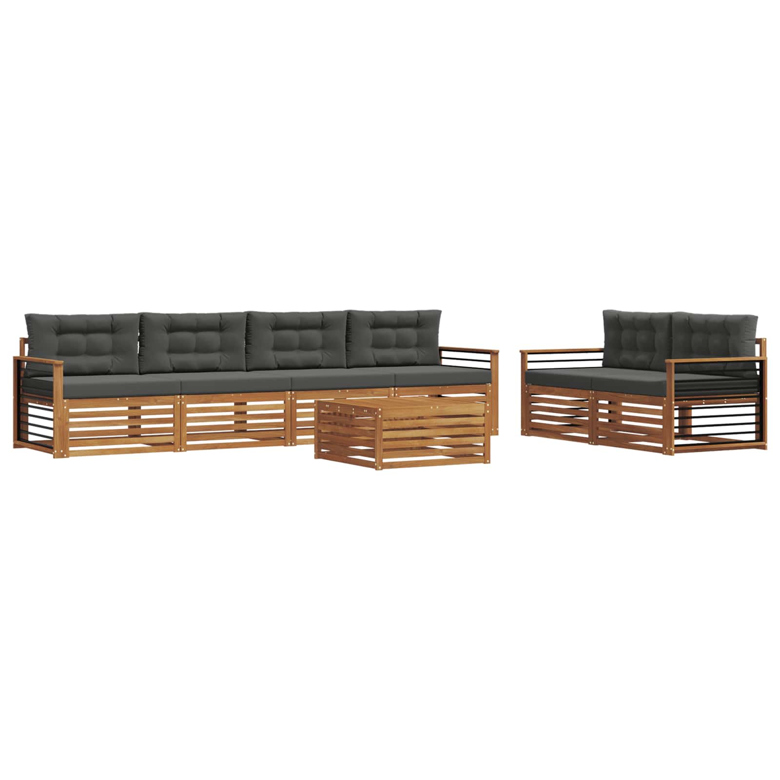 Outdoor-Sofagarnitur 7 stk. Natur und Anthrazit