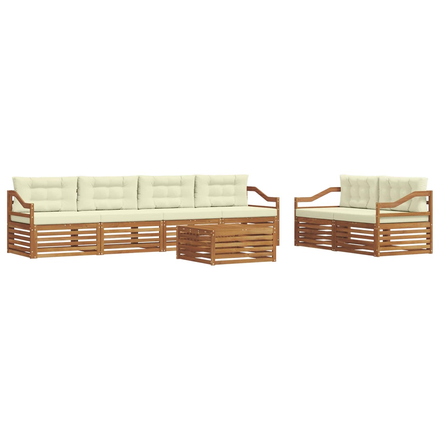 Outdoor-Sofagarnitur mit Kissen 7 pcs Natur und Creme