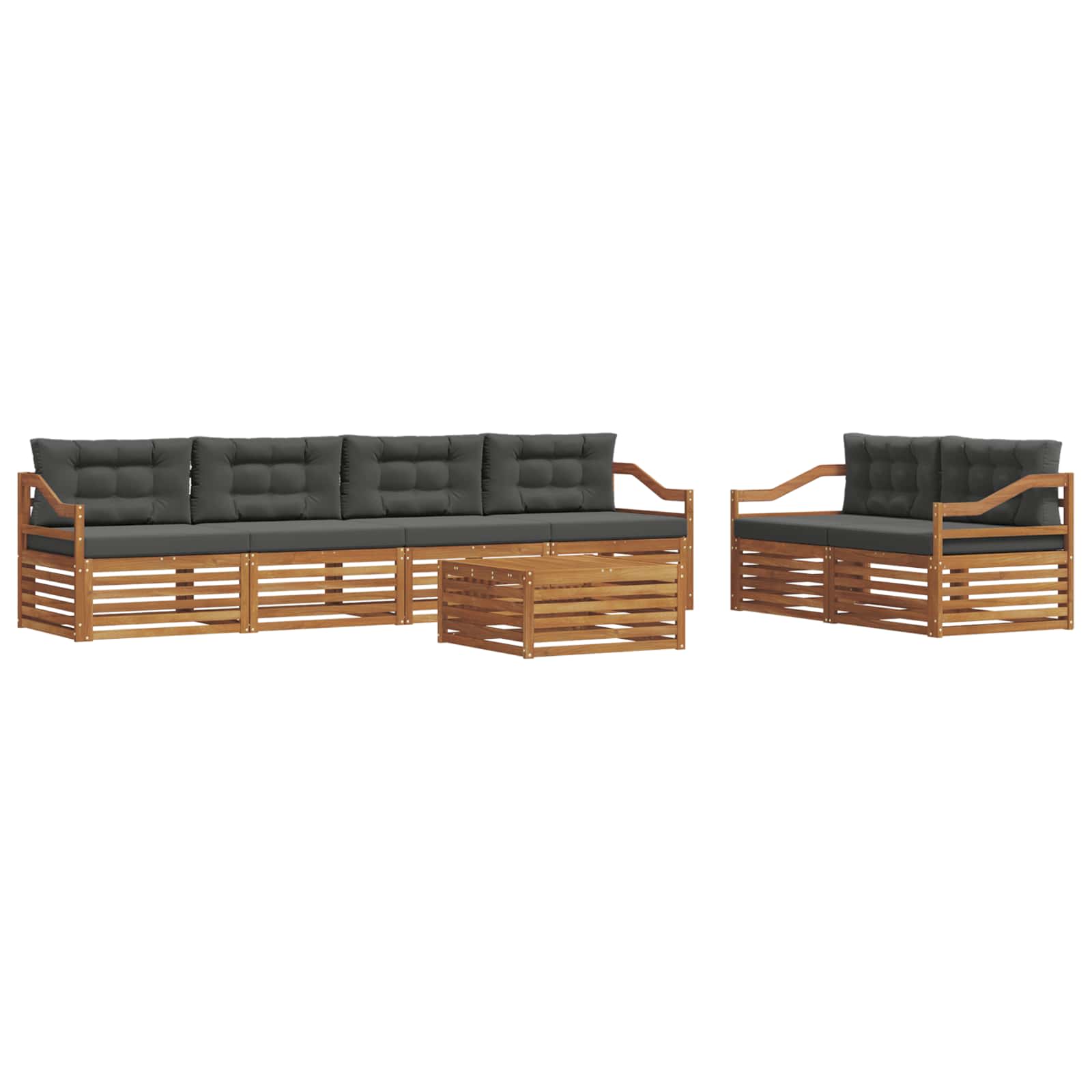 Outdoor-Sofagarnitur 7 stk. Natur und Anthrazit