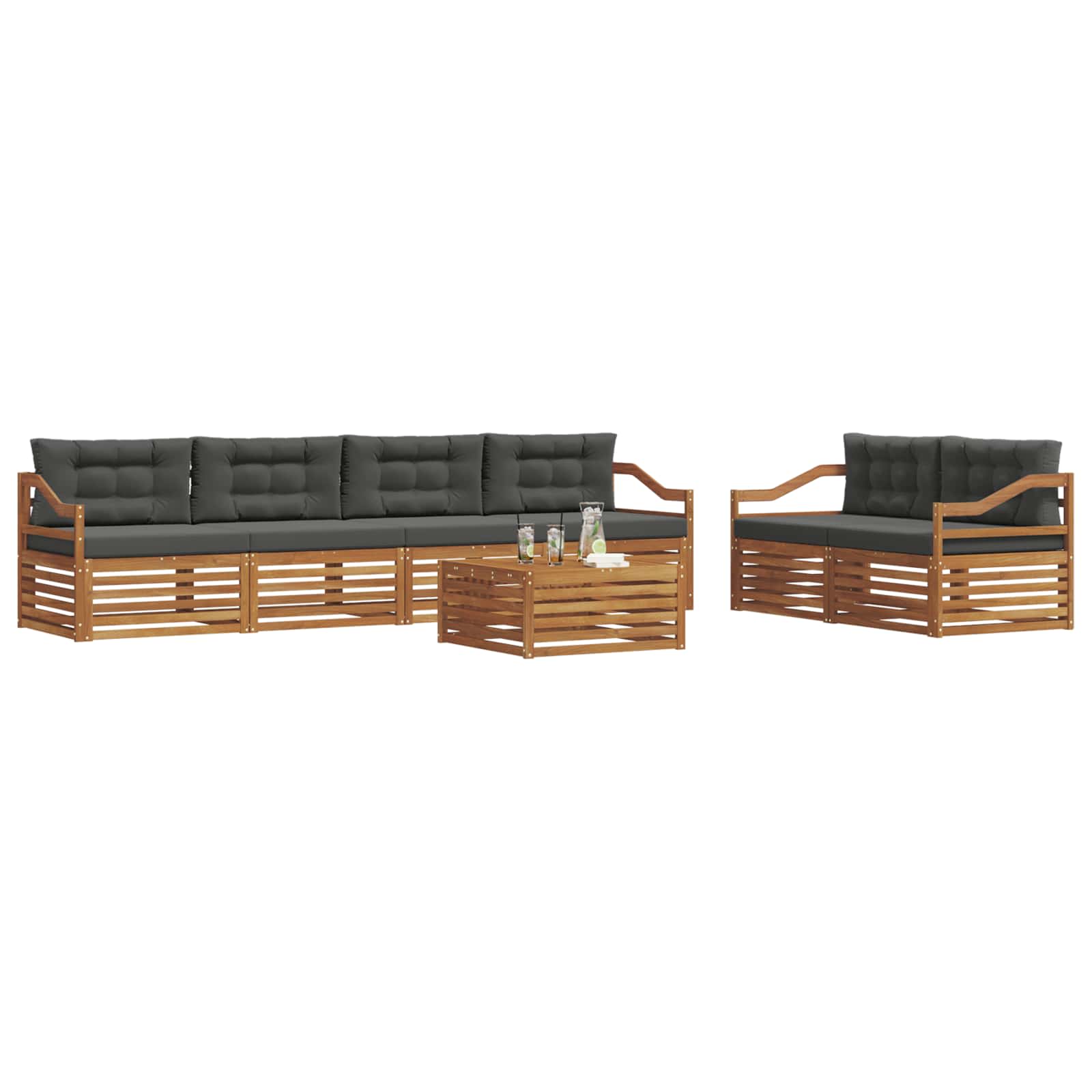 Outdoor-Sofagarnitur 7 stk. Natur und Anthrazit