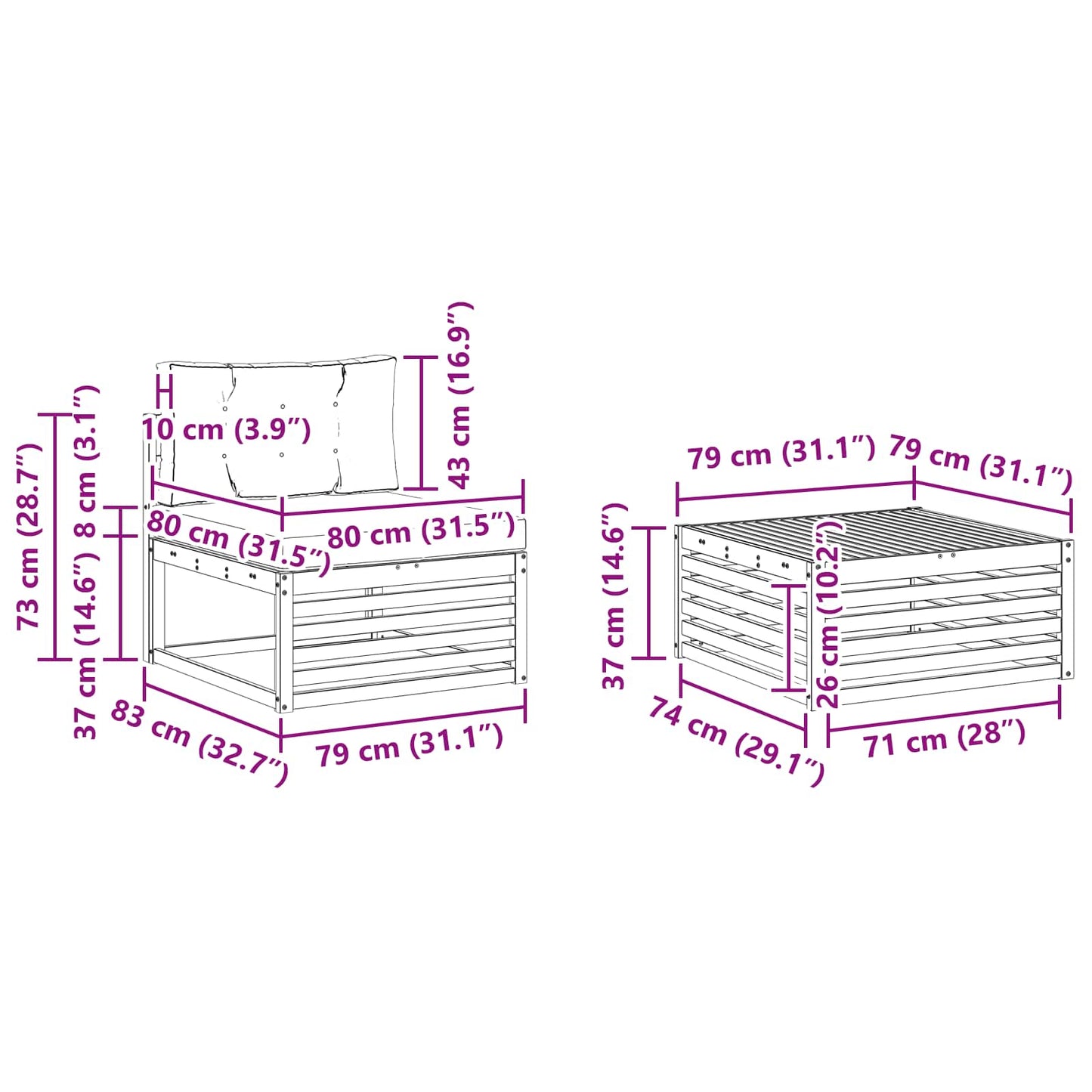Outdoor-Sofagarnitur 7 stk. Natur und Anthrazit