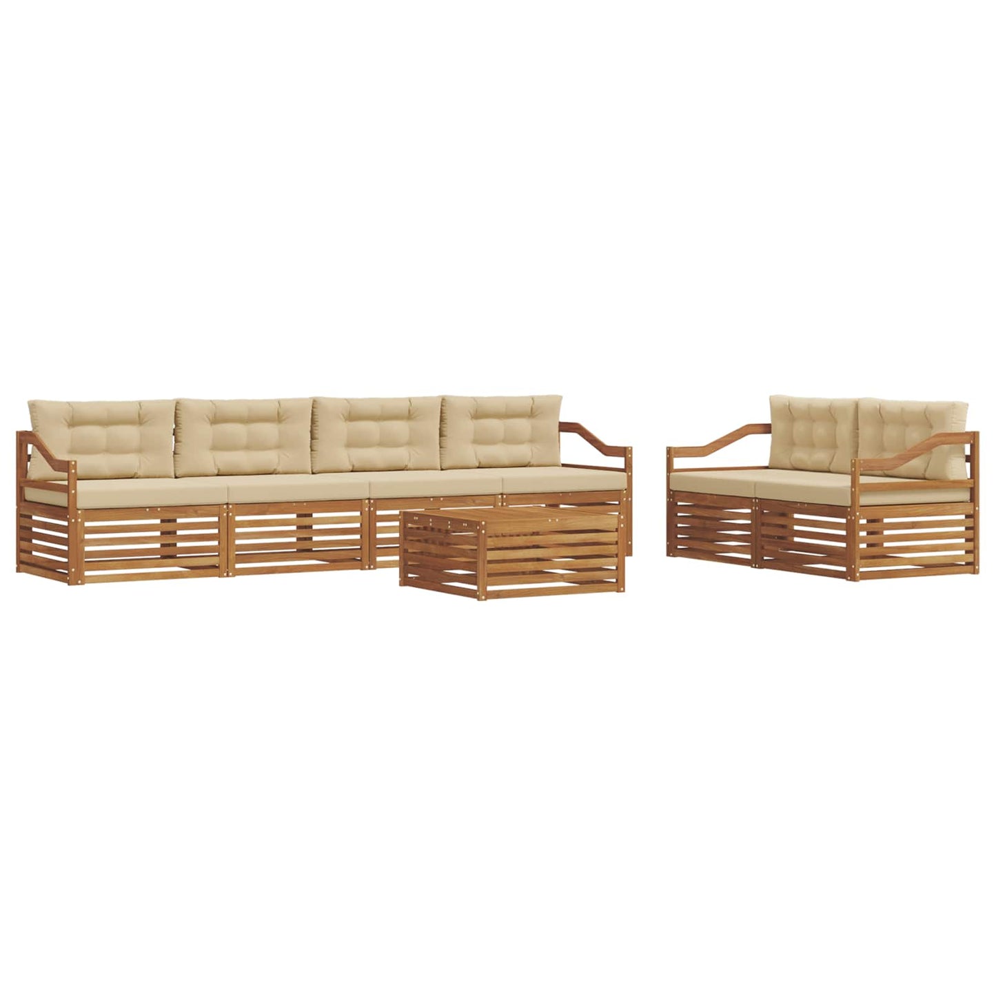 Outdoor-Sofagarnitur 7 stk. Natur und Beige